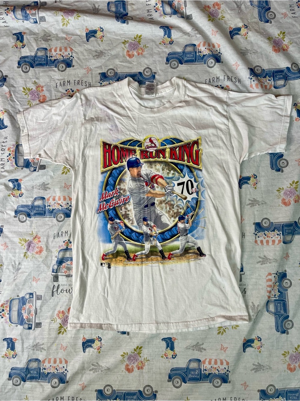 Vintage 1998 Home Run King Mark McGwire Cardinals 70 Greatest Hits T-Shirt Large